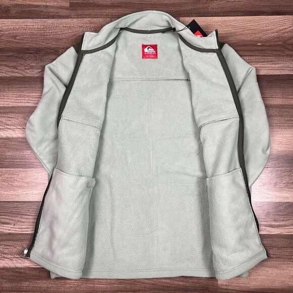 Quiksilver Mens The Trail Polar Fleece 3 Pocket Sage Green Jacket Sz XL NWT - Picture 6 of 12